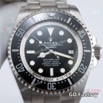 GD Factory High Quality Replica Rolex Deepsea Silver 316 stainless steel strap Black Face Dial Silver Ceramic Bezel Men Watch 